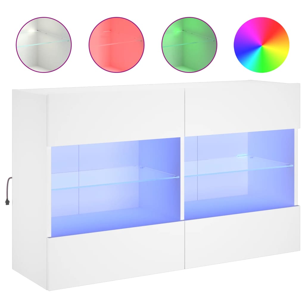 Móvel de parede para TV com luzes LED 98,5x30x60,5 cm branco