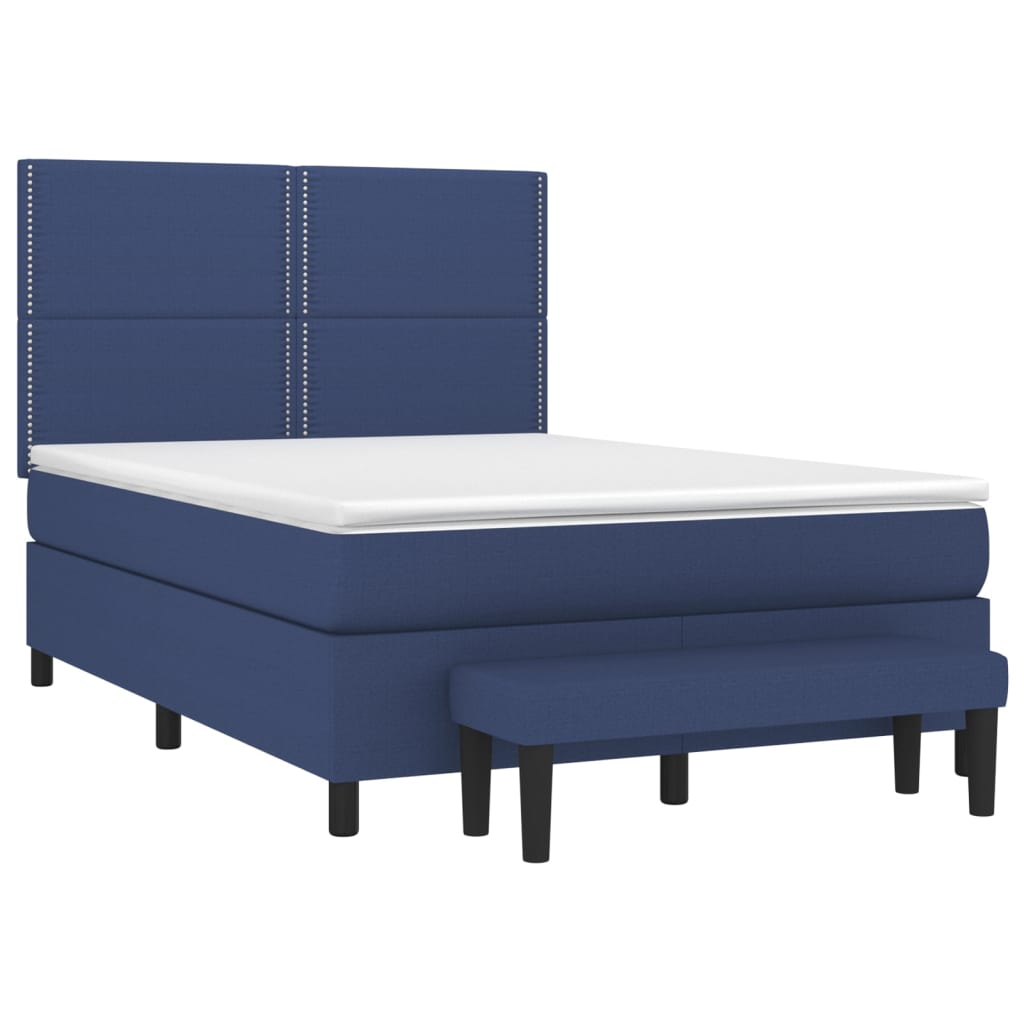 Cama com molas/colchão 140x200 cm tecido azul