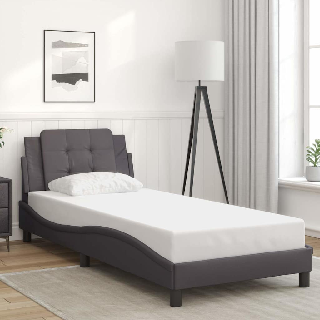 Estrutura de cama sem colchão zadar 100x200cm couro artificial cinzento