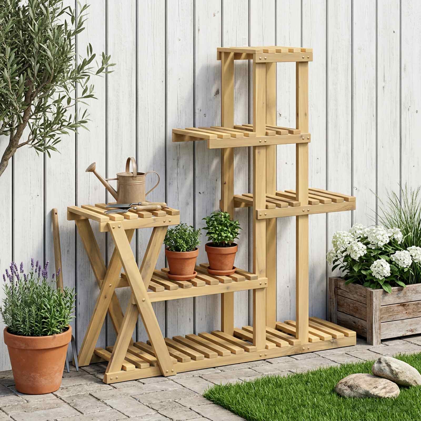 Suporte para plantas branco 95 x 25 x 101,5 cm