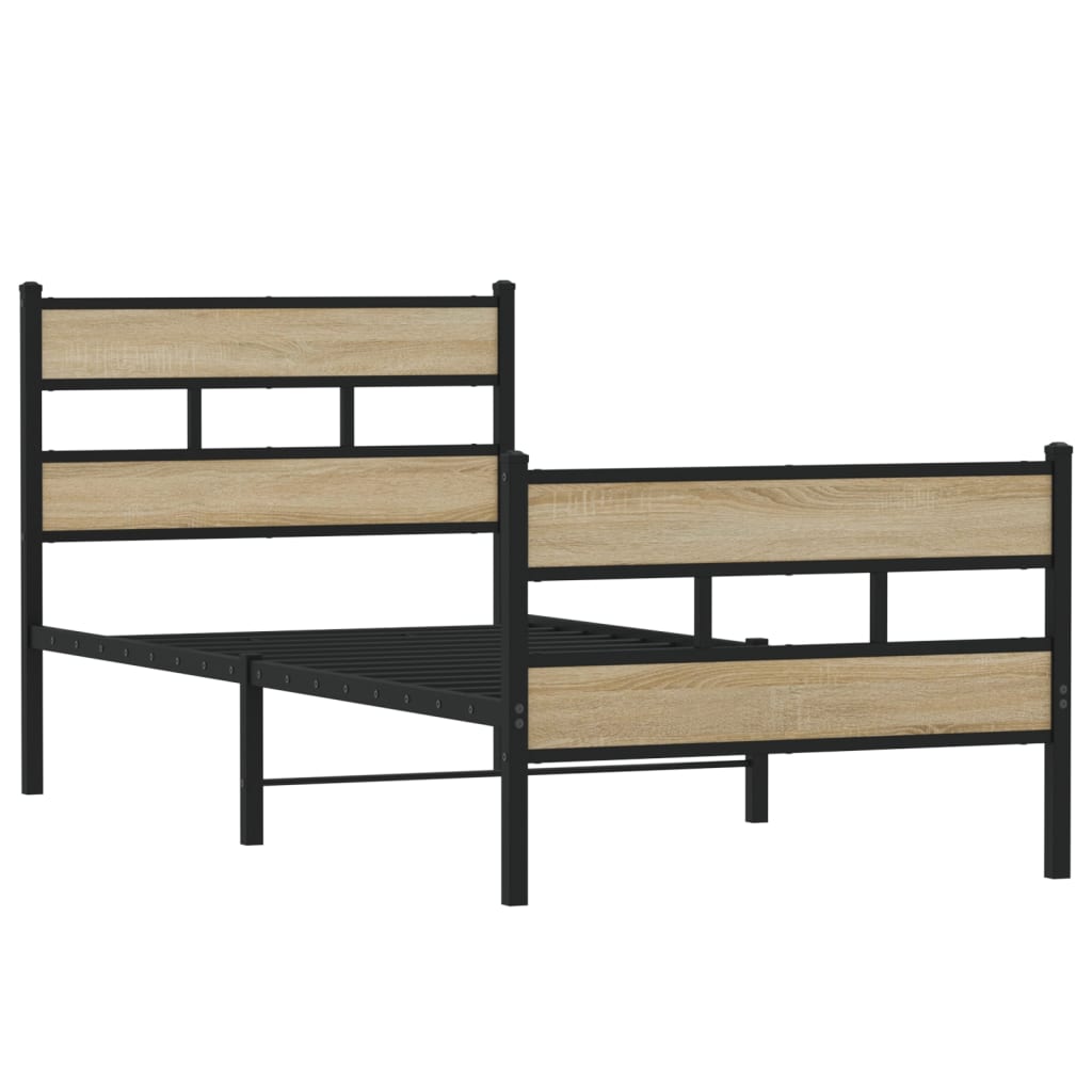 Estrutura de cama sem colchão 90x200 cm metal carvalho sonoma
