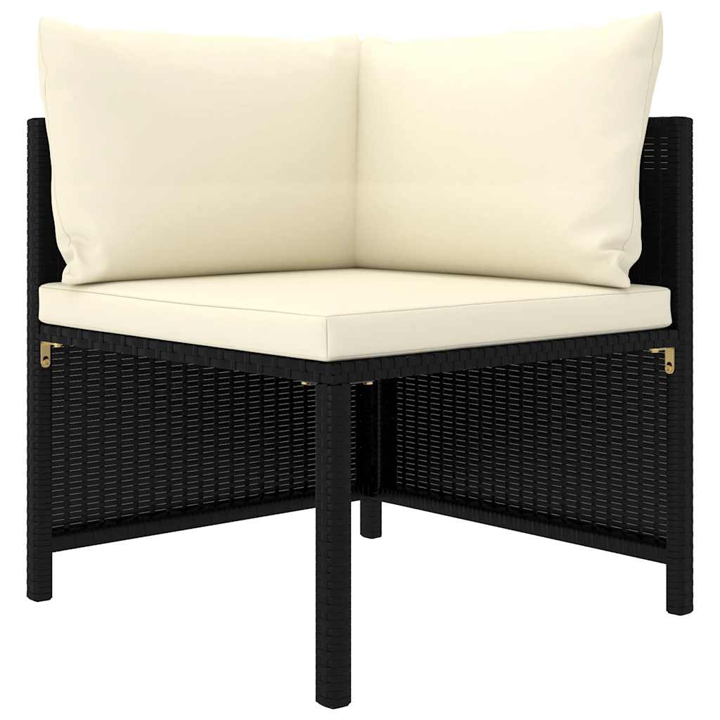 9 Pcs conjunto lounge de jardim c/ almofadões vime PE preto