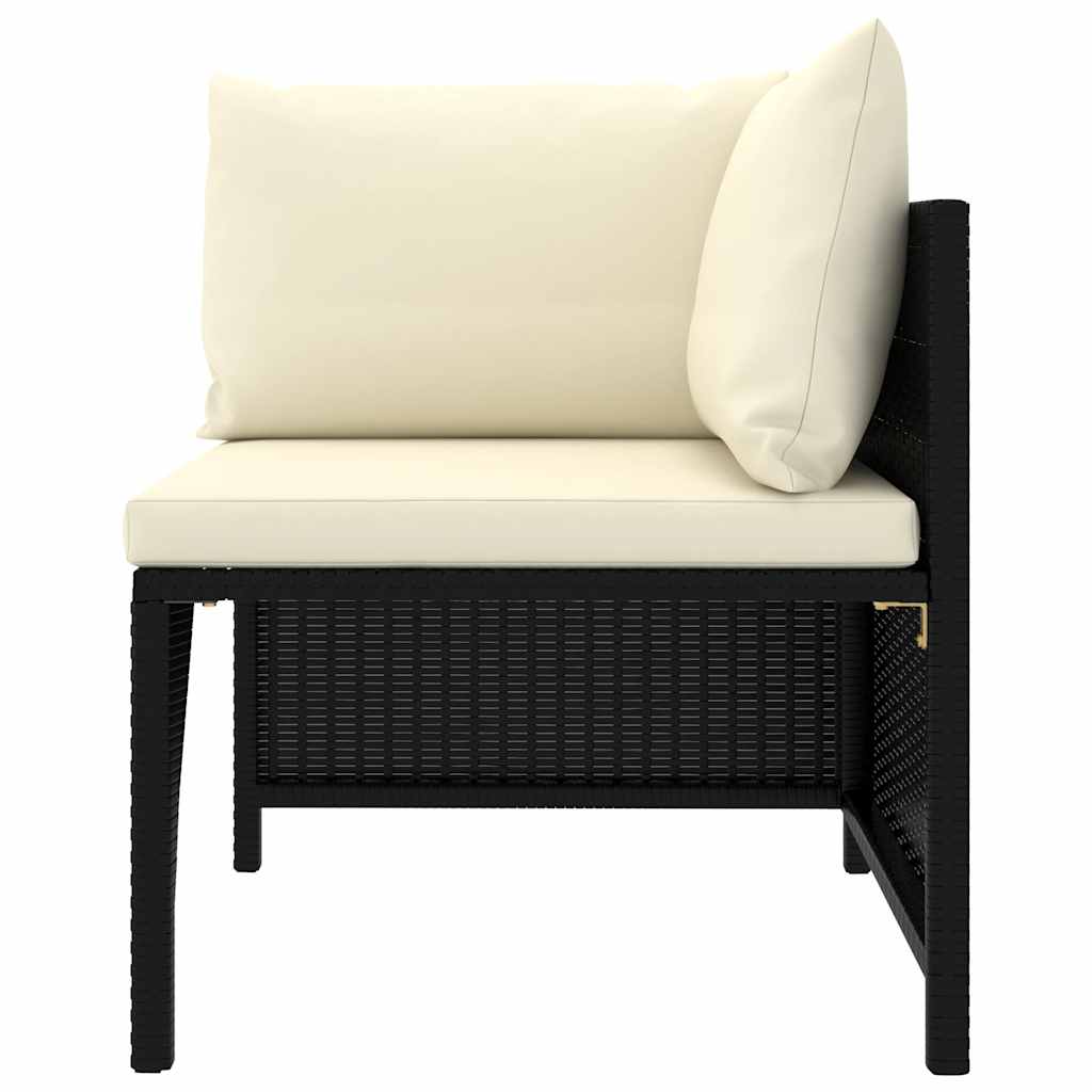 9 Pcs conjunto lounge de jardim c/ almofadões vime PE preto