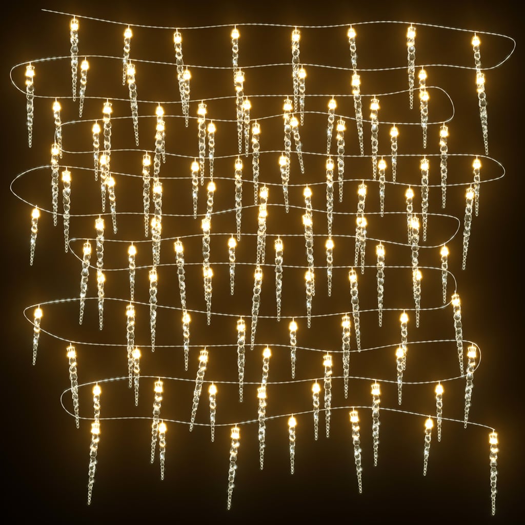 Luz de natal em formato de pingente 100 leds branco quente 10 m PVC acrílico