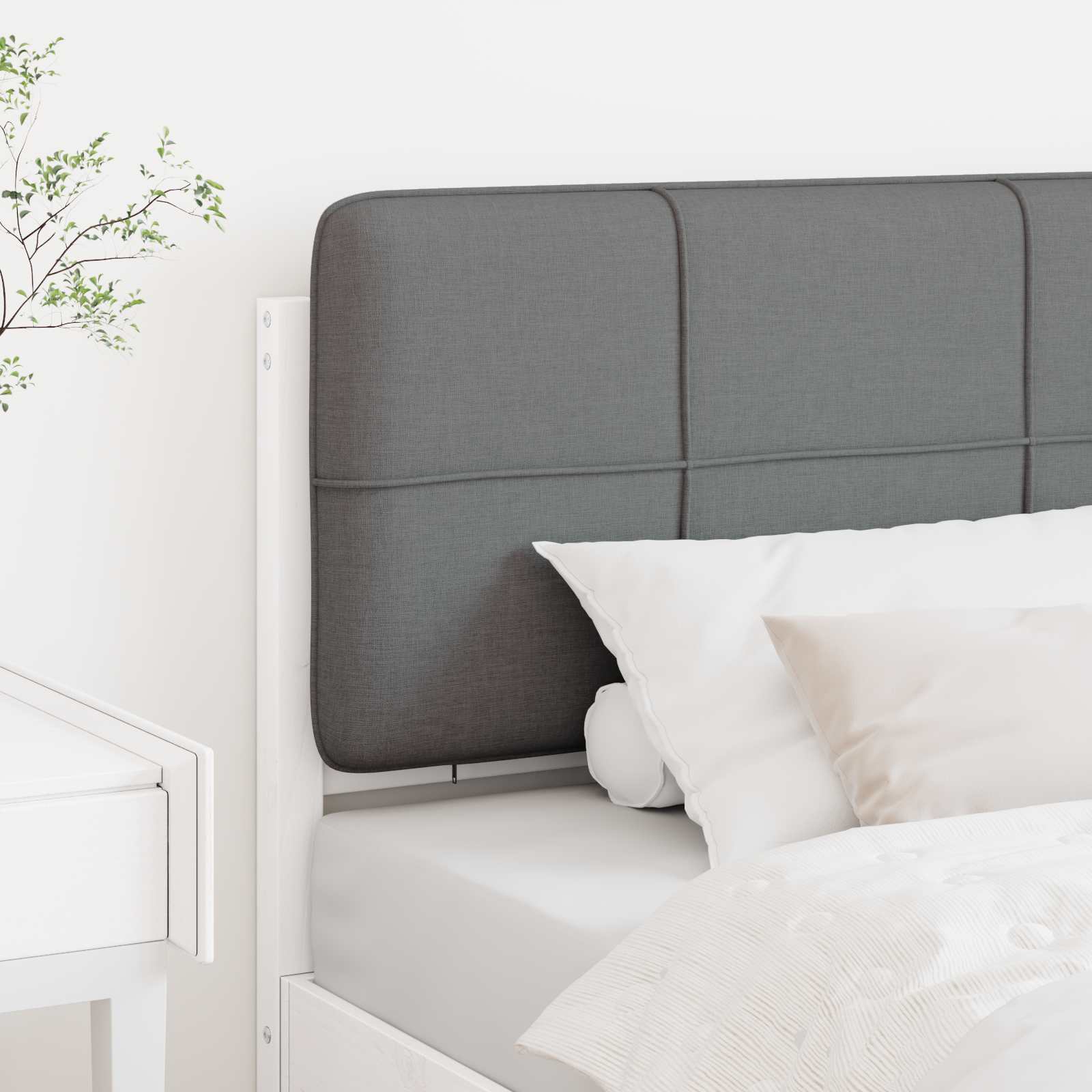 Cabeceira estofada com cabeceira branco e cinza claro 80 cm