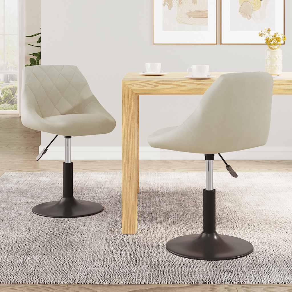 Cadeiras de jantar giratórias 2 pcs veludo cor creme