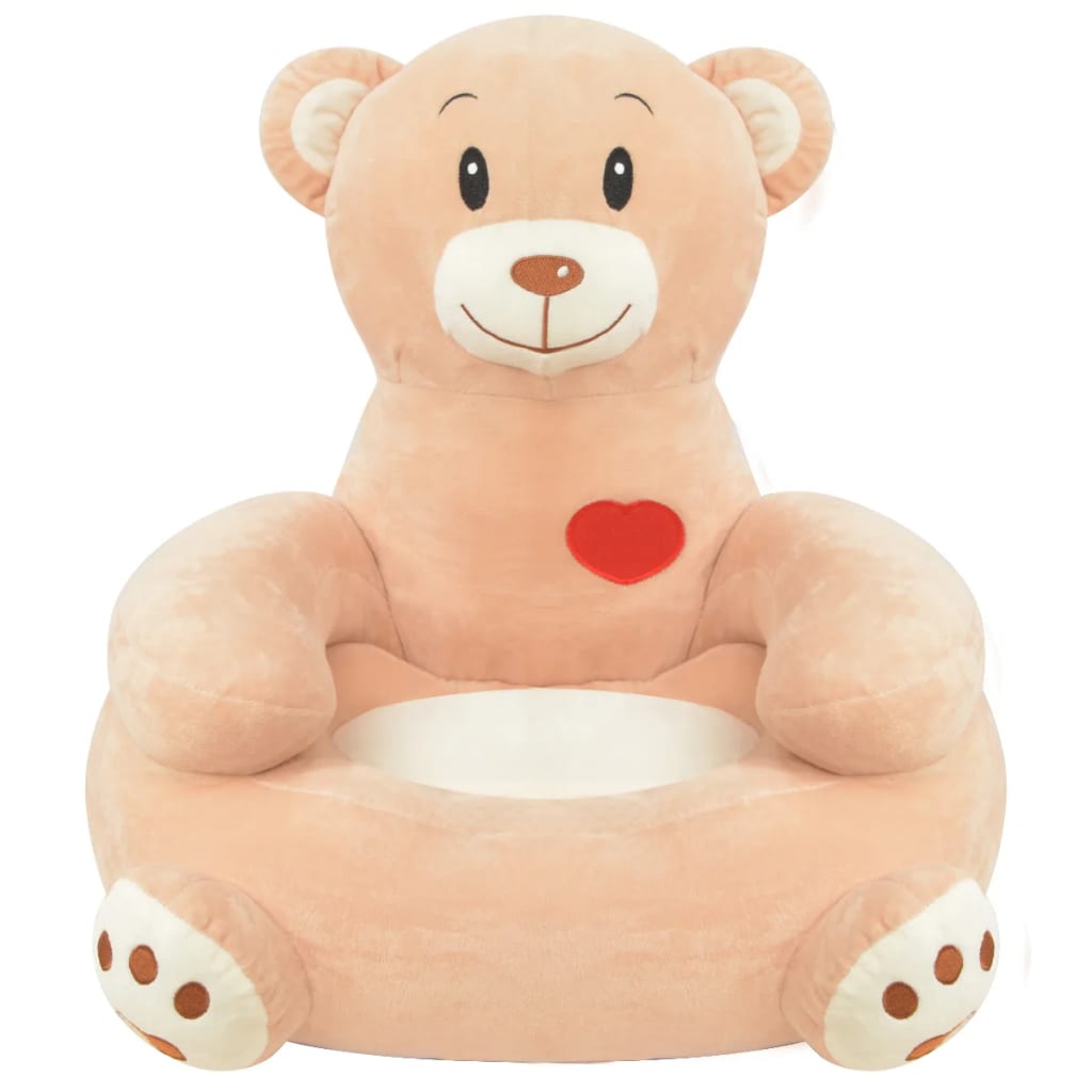 Cadeira em pelúcia infantil, urso, castanho