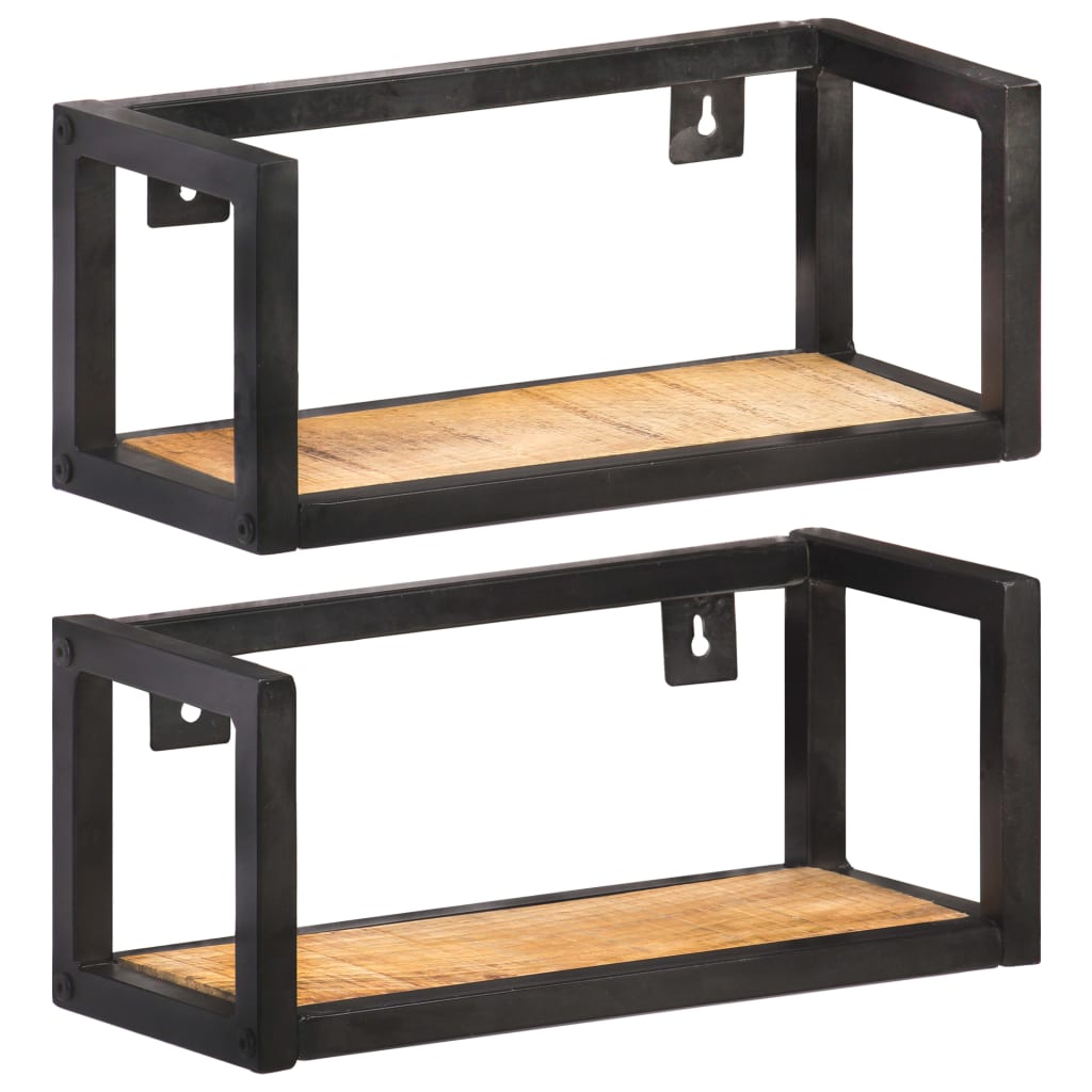 Prateleiras de parede 2 pcs 40 cm madeira de mangueira áspera