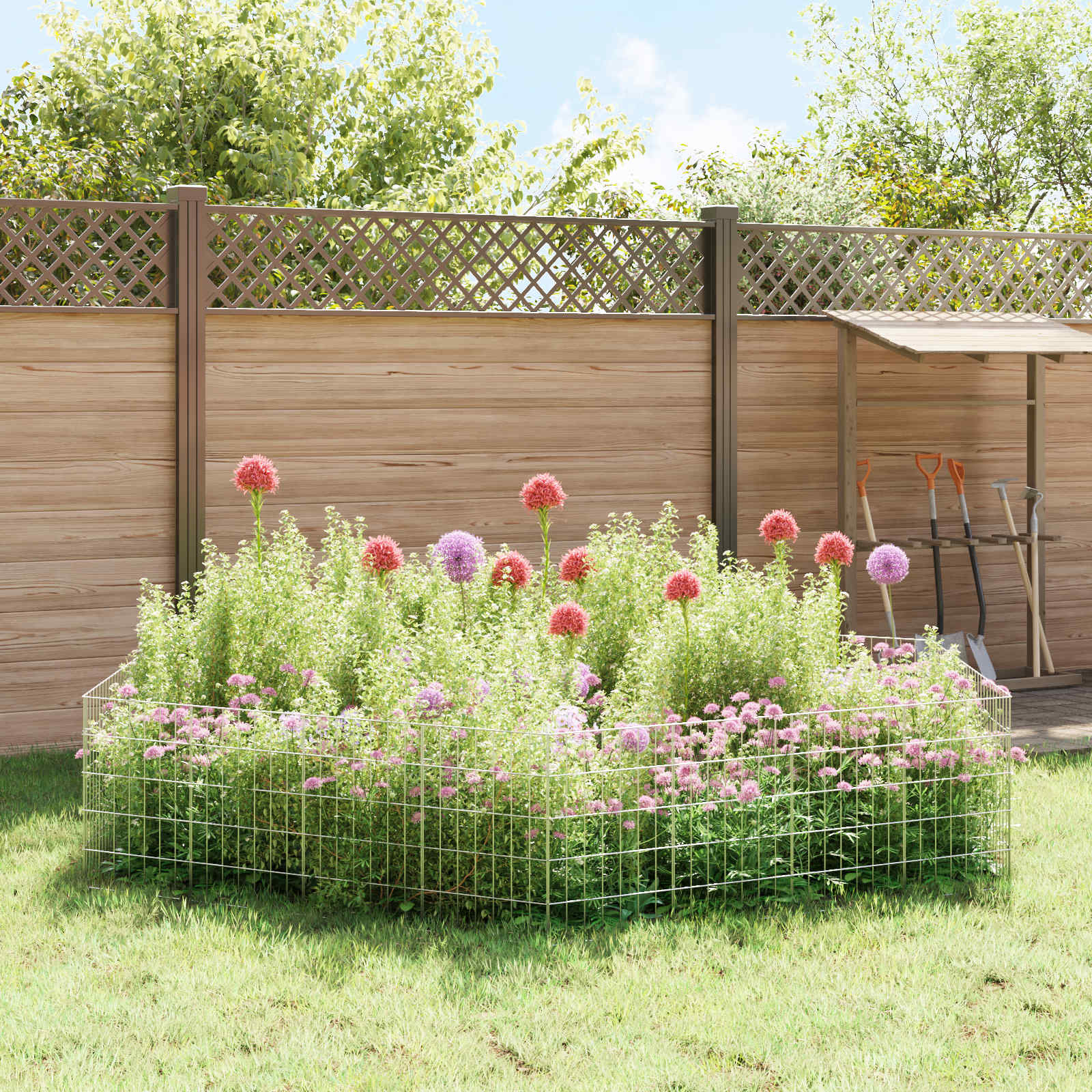 Cerca de jardim com estacas 12 unid. 35 x 50 cm aço galvanizado