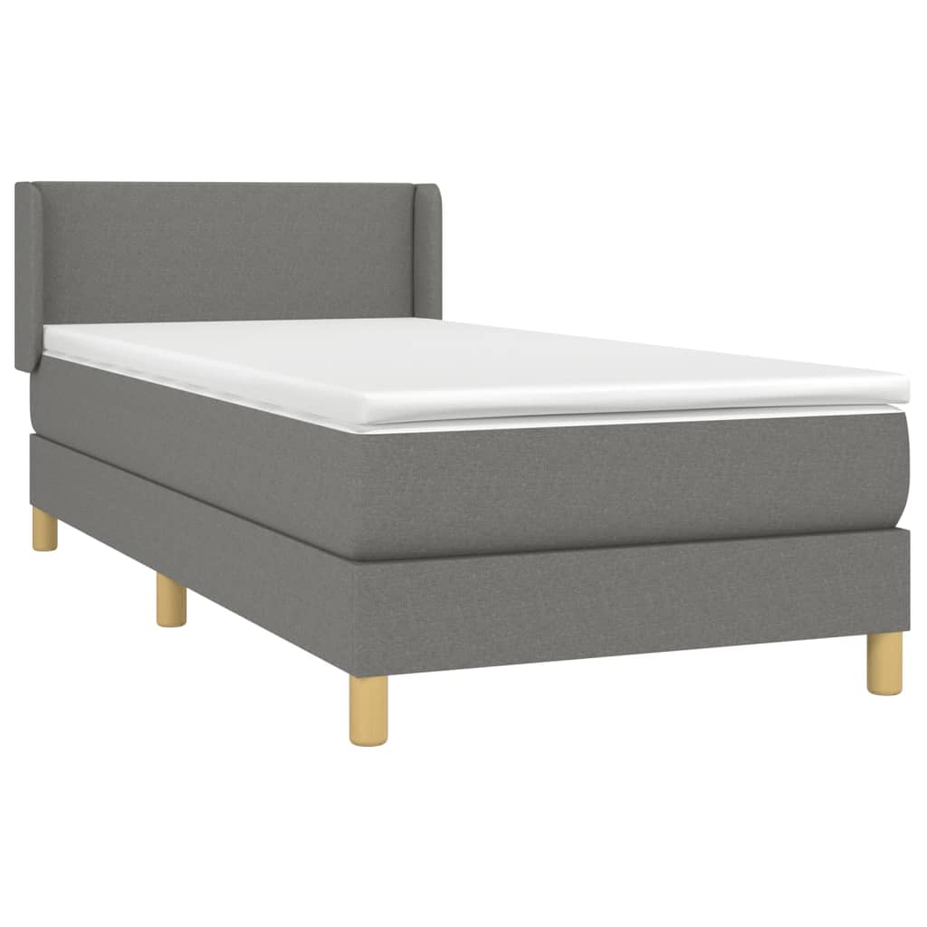 Cama com molas/colchão 90x190 cm tecido cinza-escuro