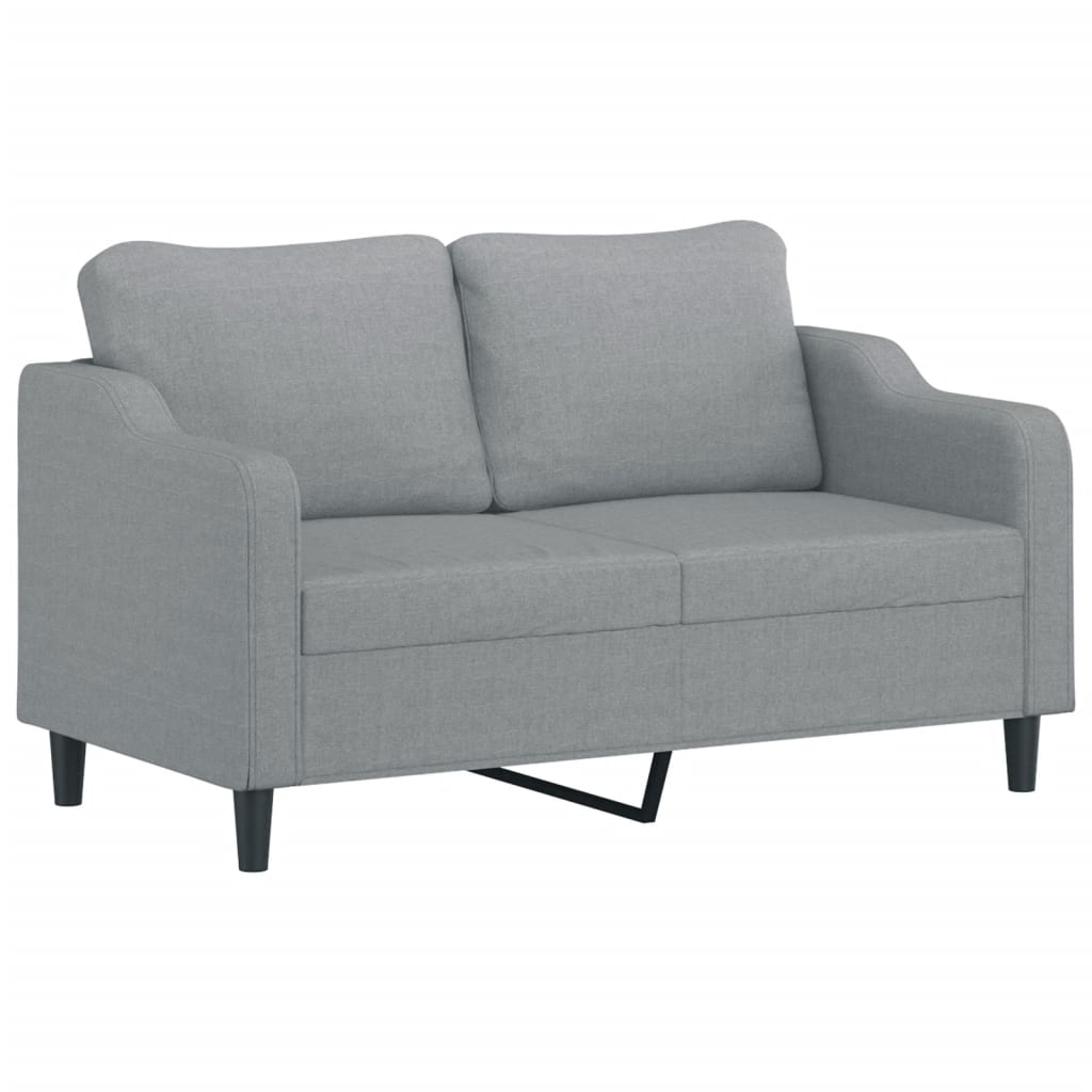 3 Pcs conjunto de sofás com almofadões tecido cinzento-claro