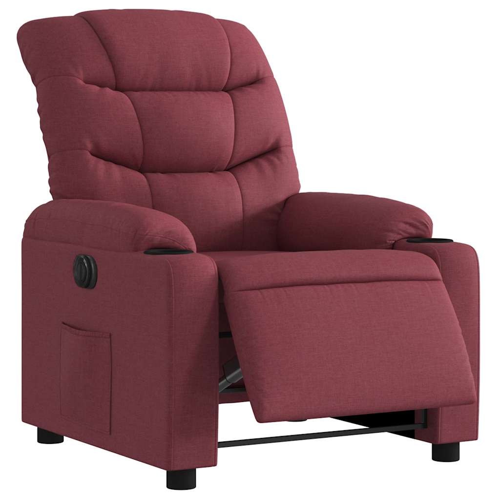 Poltrona elétrica reclinável tecido vermelho tinto