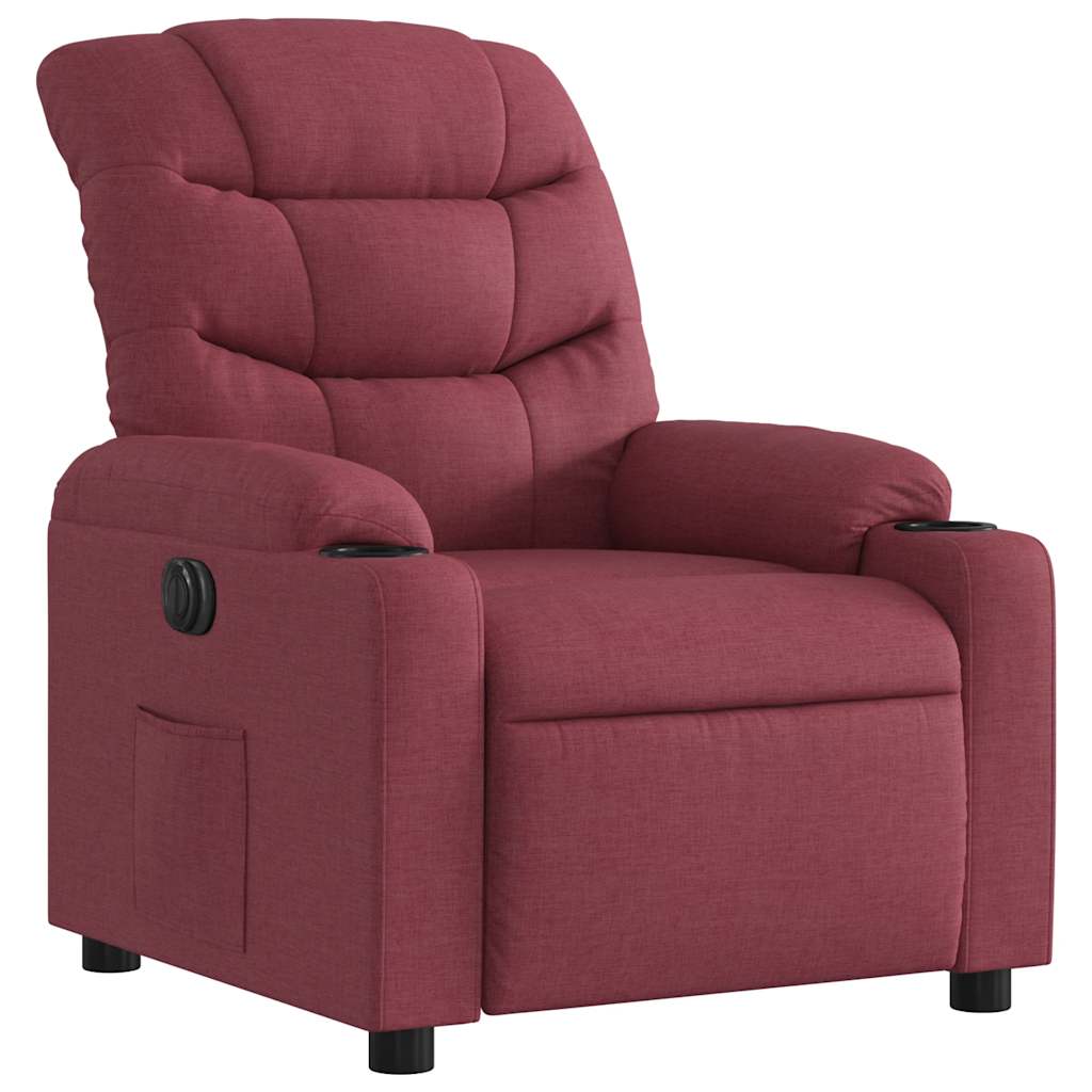 Poltrona elétrica reclinável tecido vermelho tinto