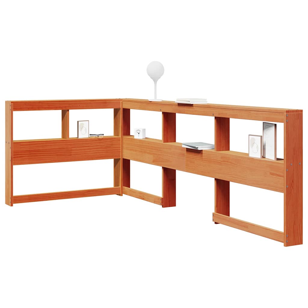Estante cabeceira forma de l 80 cm pinho maciço castanho-mel