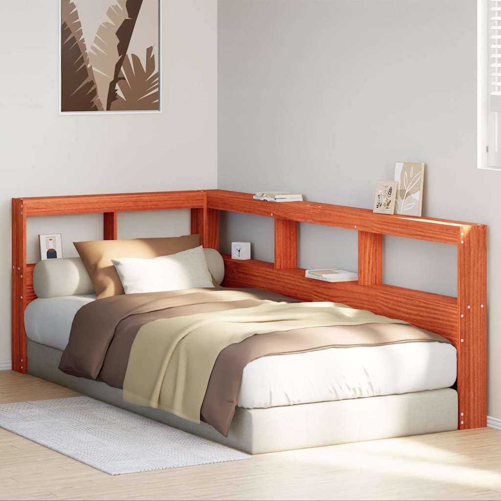 Estante cabeceira forma de l 80 cm pinho maciço castanho-mel