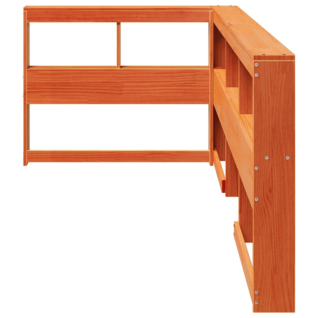 Estante cabeceira forma de l 80 cm pinho maciço castanho-mel