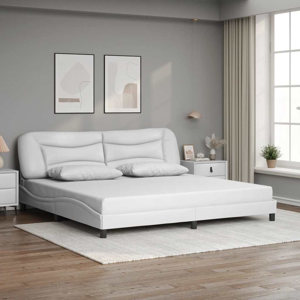 Estrutura de cama sem colchão hvar couro artificial 200x200 cm branco