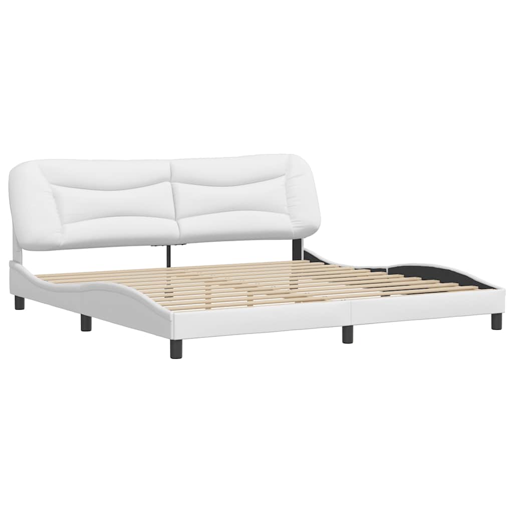 Estrutura de cama sem colchão hvar couro artificial 200x200 cm branco