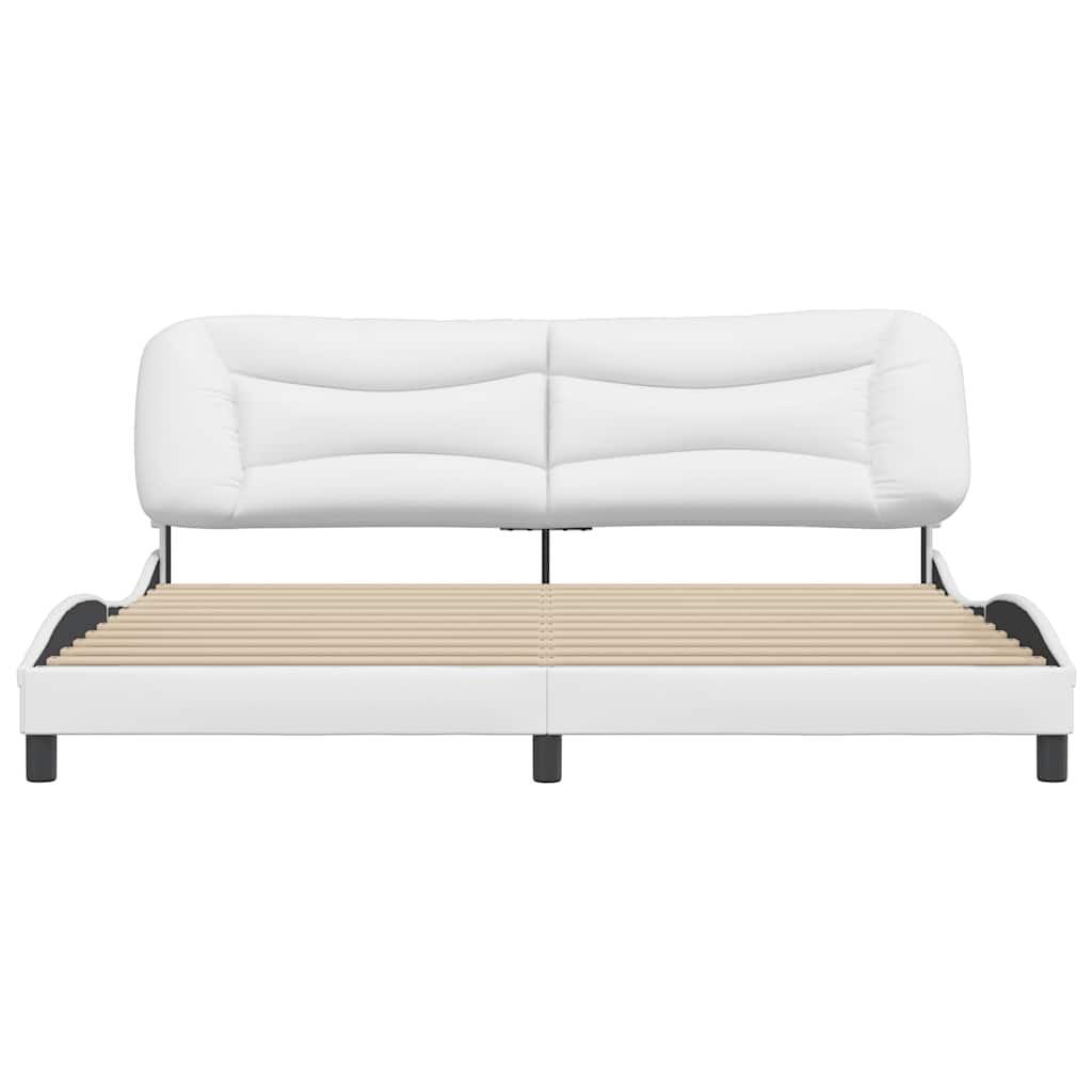 Estrutura de cama sem colchão hvar couro artificial 200x200 cm branco