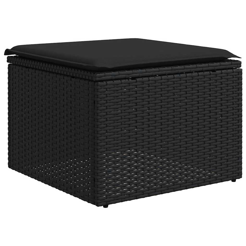 7 Pcs conjunto de sofás p/ jardim c/ almofadões vime PE preto