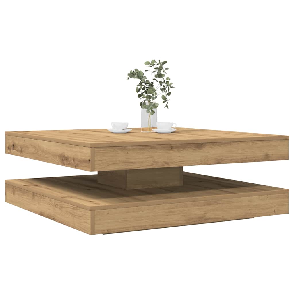 Mesa centro rotativa a 360graus 90x90x34,5cm carvalho artisiano