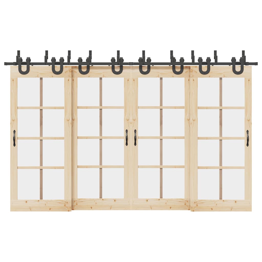 Kit de ferragens para porta deslizante 366 cm aço preto