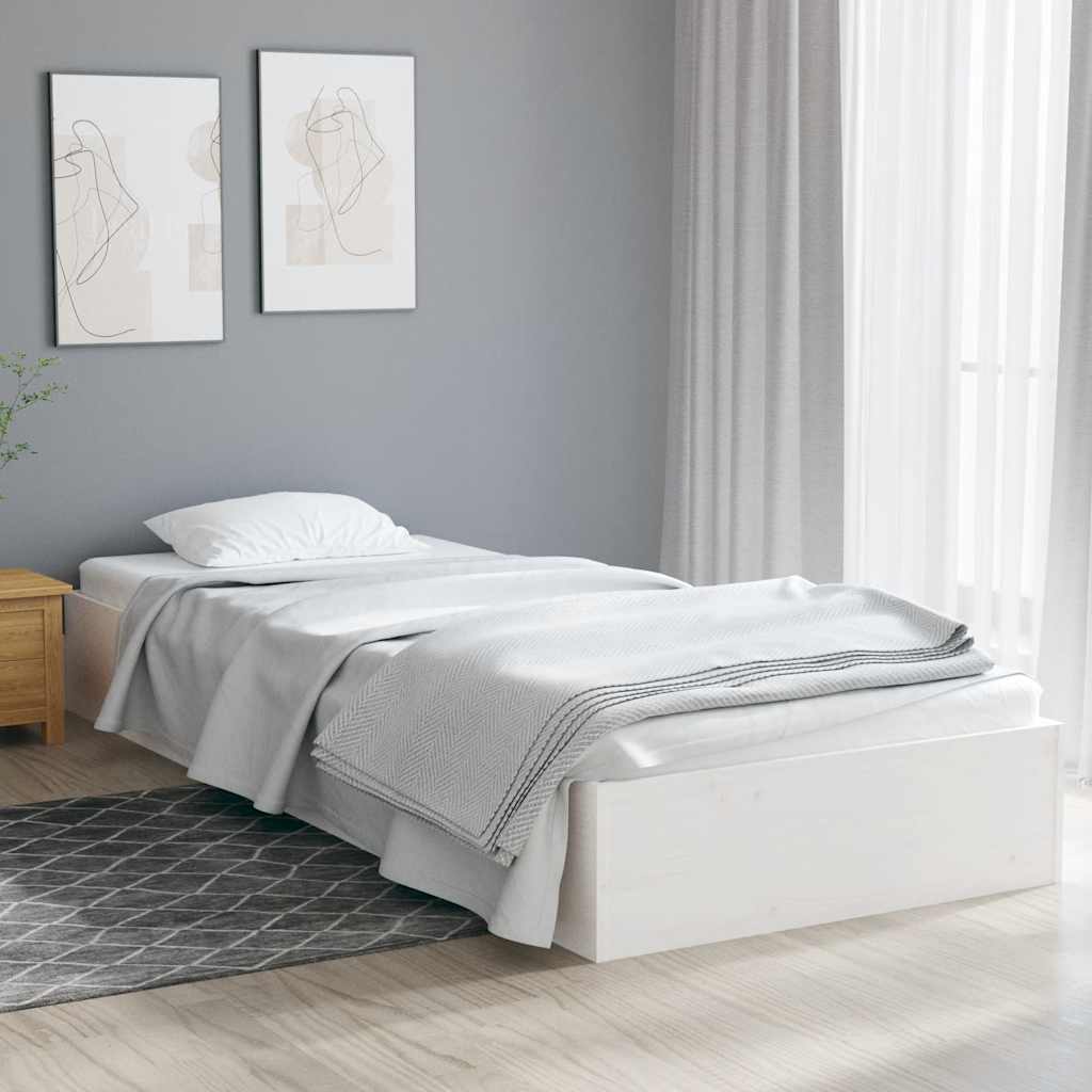 Estrutura cama pequena solteiro 75x190 cm madeira maciça branco