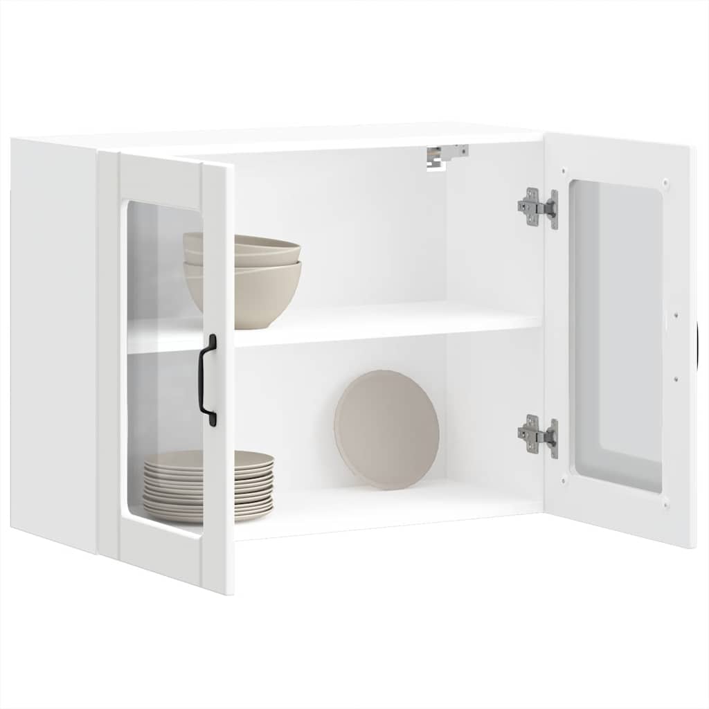 Armário de parede de cozinha porta vidro lucca branco