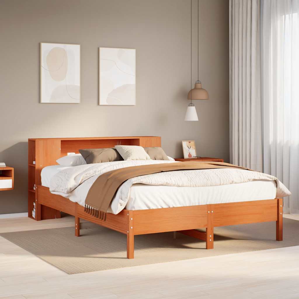 Cama com estante sem colchão 140x190 cm pinho maciço