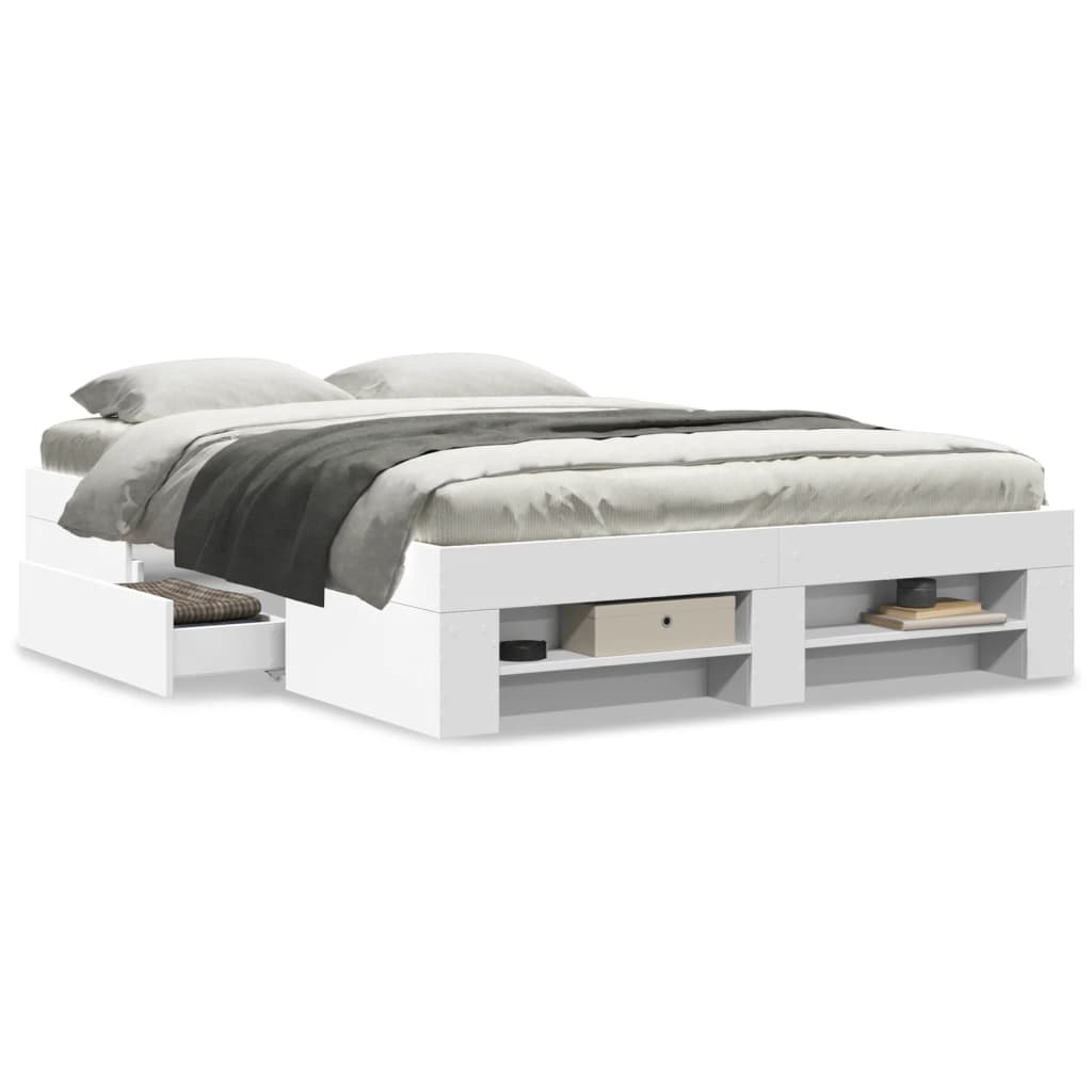 Estrutura de cama 135x190 cm derivados de madeira branco