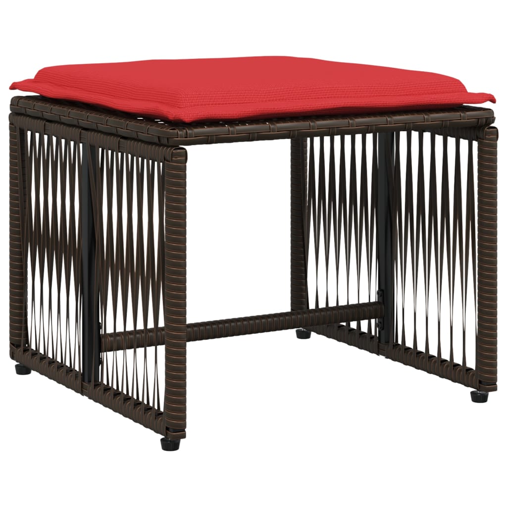 Conjunto de jantar para jardim com 7 peças e almofadas em rattan sintético marrom