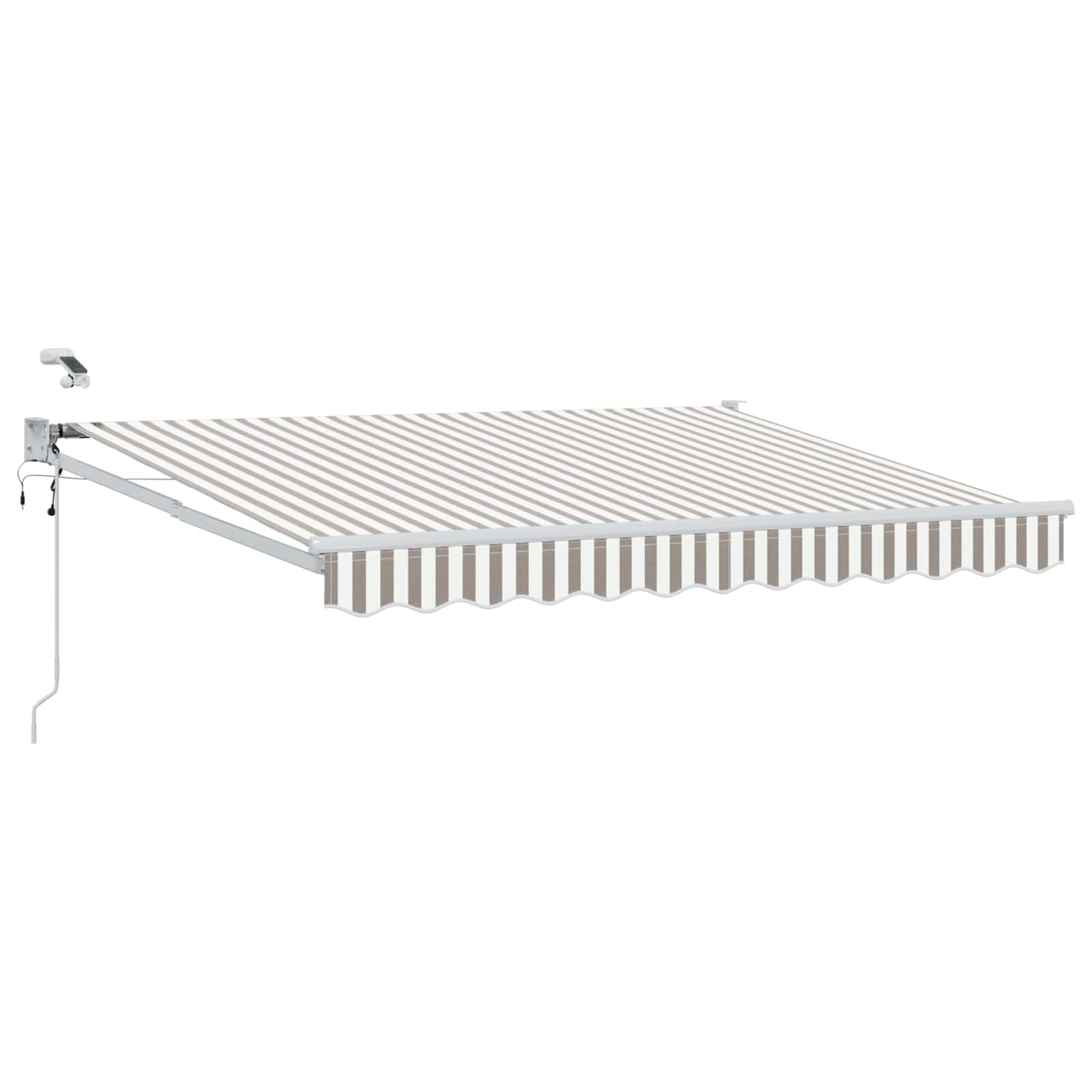 Toldo retrátil elétrico cinza claro e branco