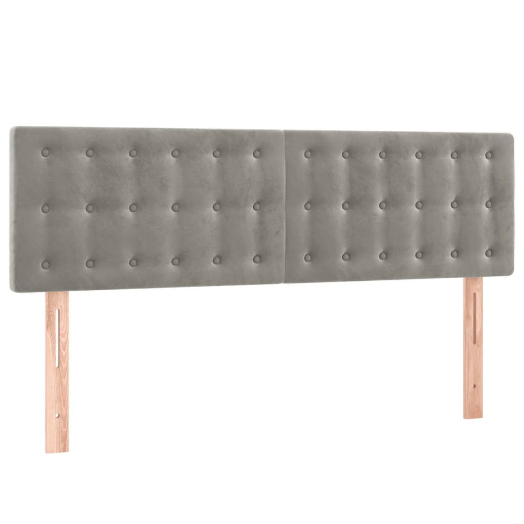 Cabeceira de cama c/luzes LED veludo 144x5x78/88 cm cinza-claro