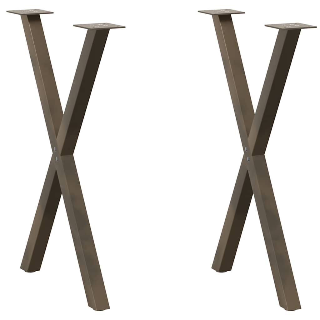 Pés para mesa de jantar em formato de x, 2 peças, aço natural, 50x(72-73) cm, aço