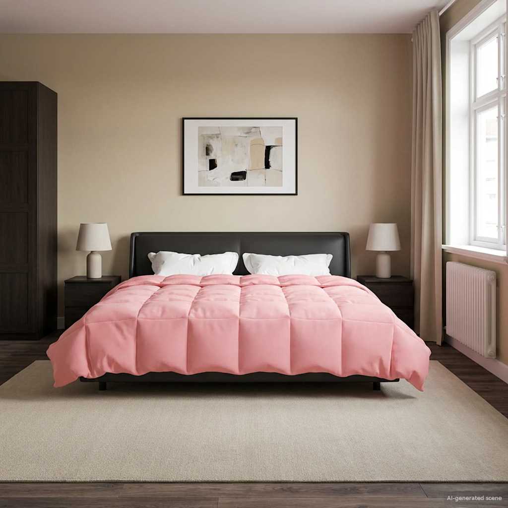 Edredom de verão simples rosa 200 x 240 cm microfibra