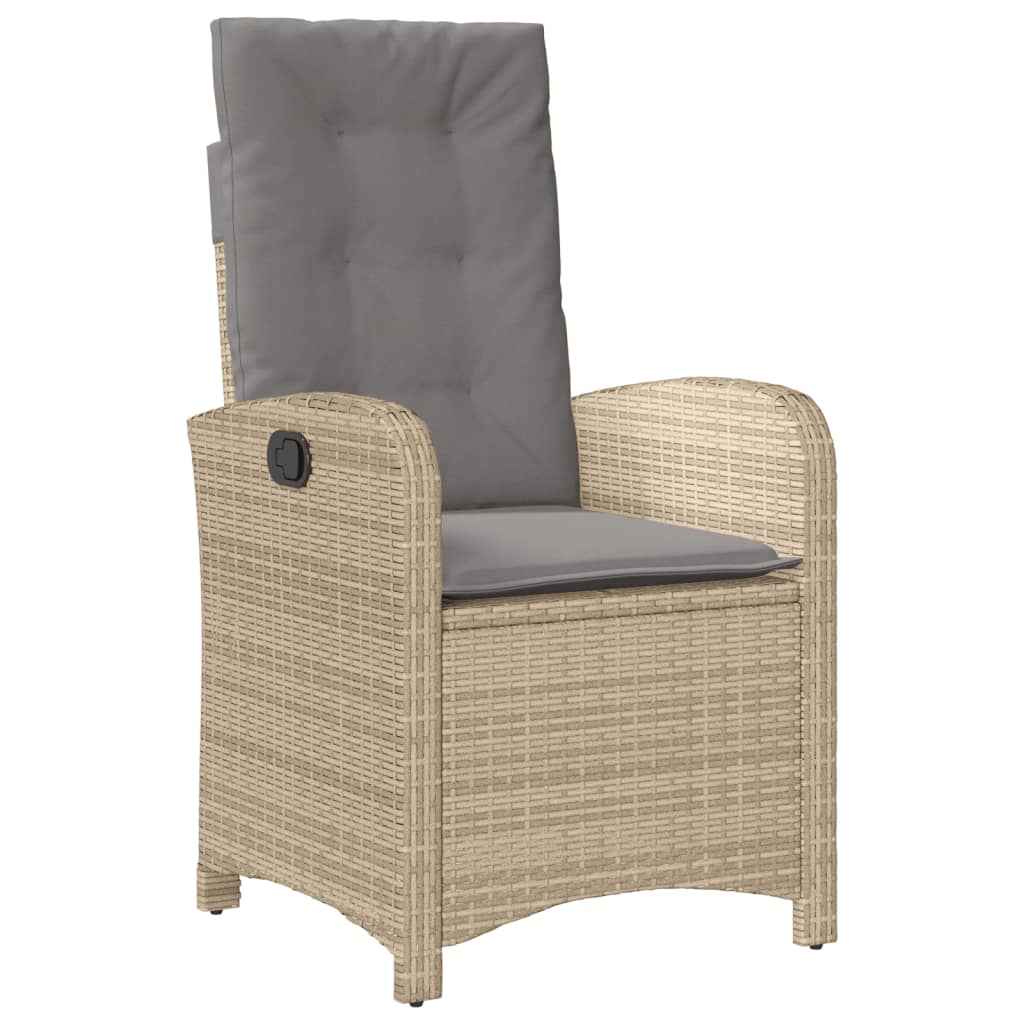 4 Pcs conjunto de jantar p/ jardim c/ almofadões vime PE bege