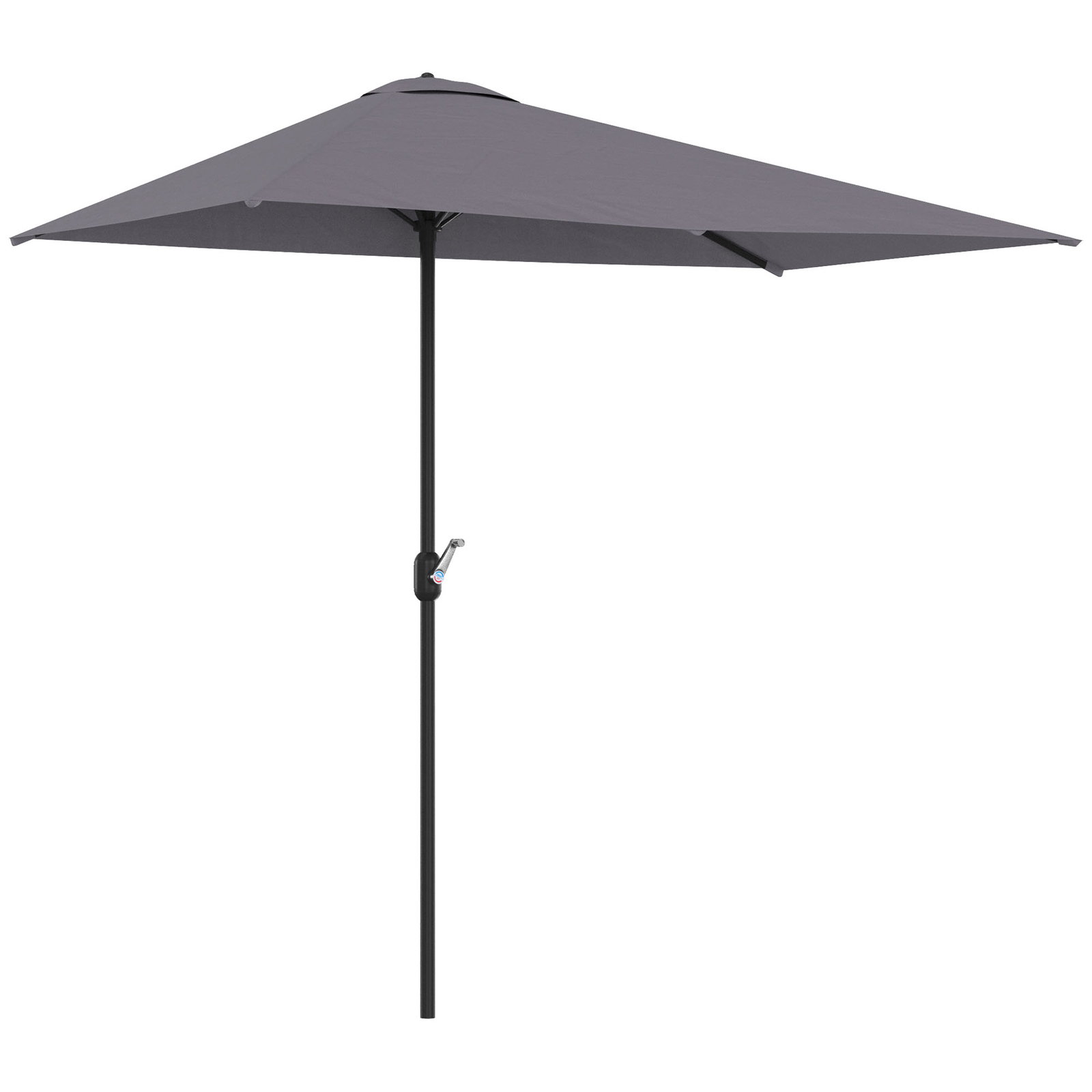 Guarda-sol retangular 230x130x245 cm para parede com manivela, proteção UV 30+, impermeável, tecido de poliéster 180 g/m² para varanda, terraço e jardim - cinzento