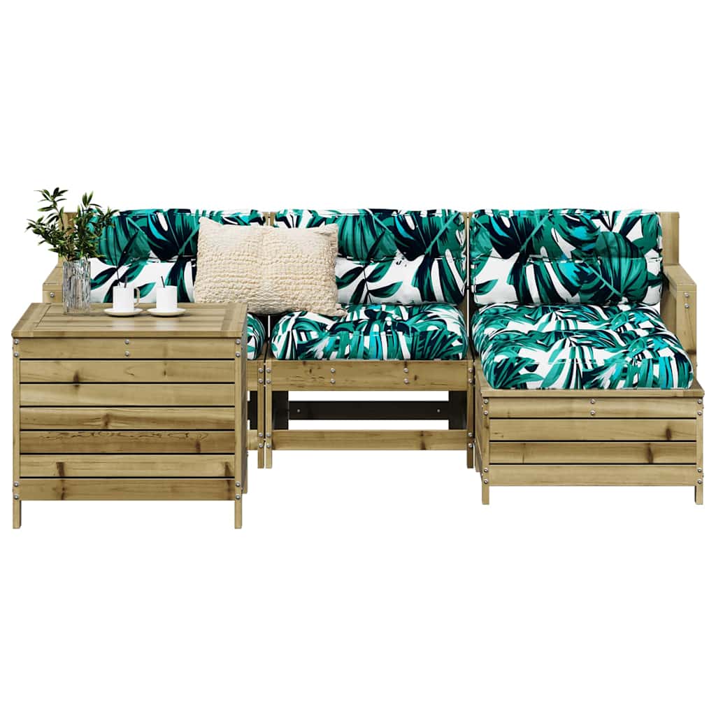 5 Pcs conjunto de sofás para jardim madeira de pinho impregnada