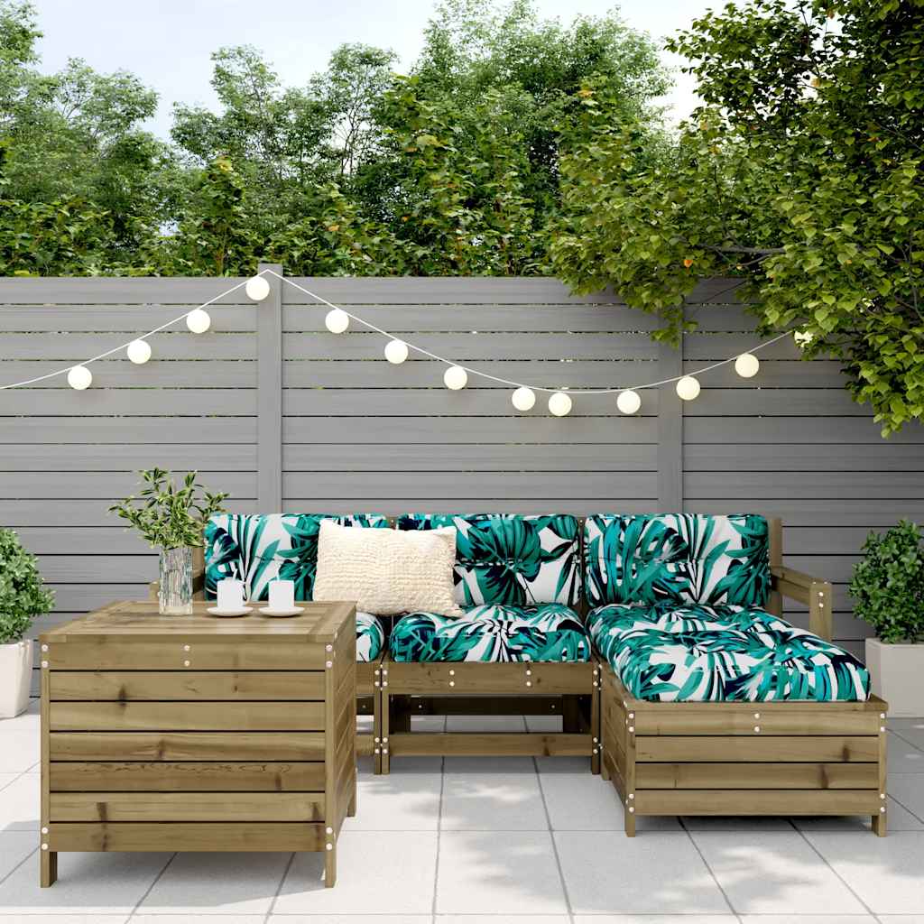 5 Pcs conjunto de sofás para jardim madeira de pinho impregnada