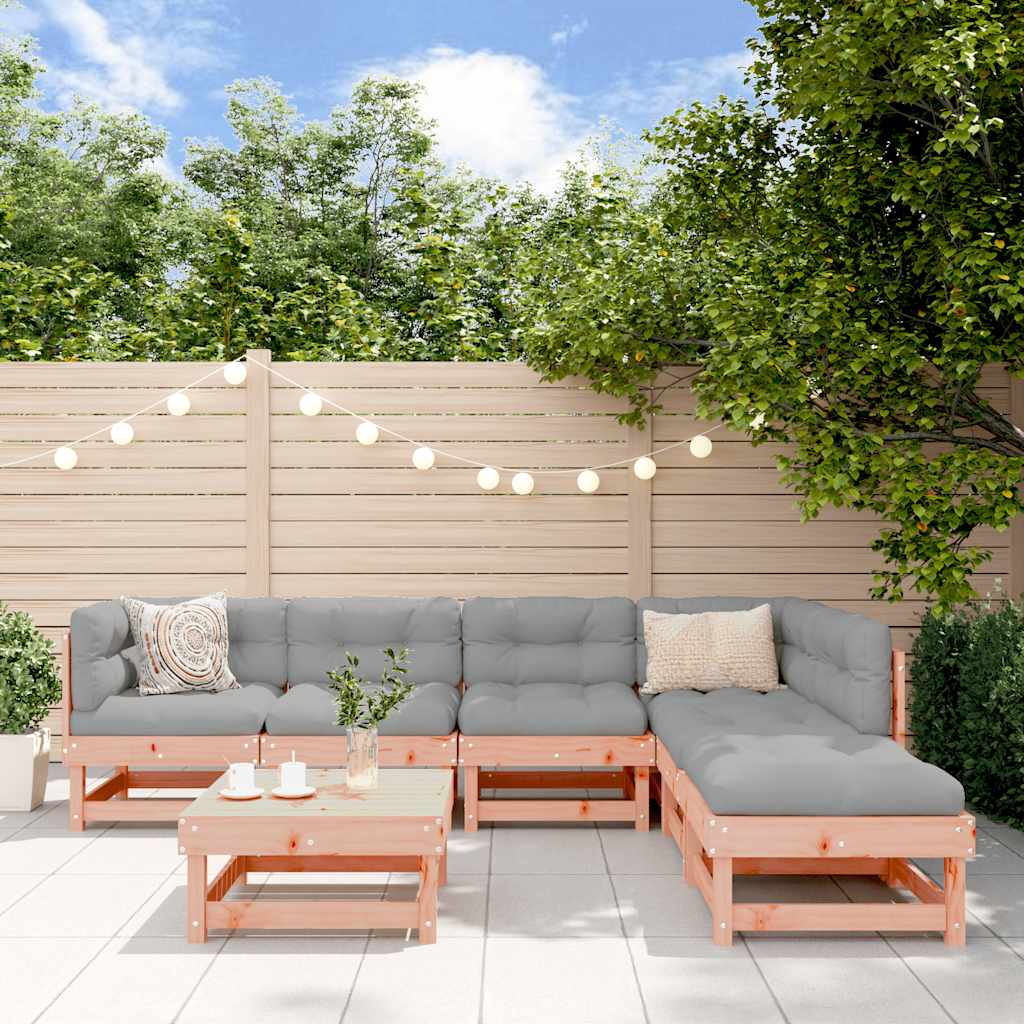 7 Pcs conjunto lounge de jardim madeira de douglas maciça
