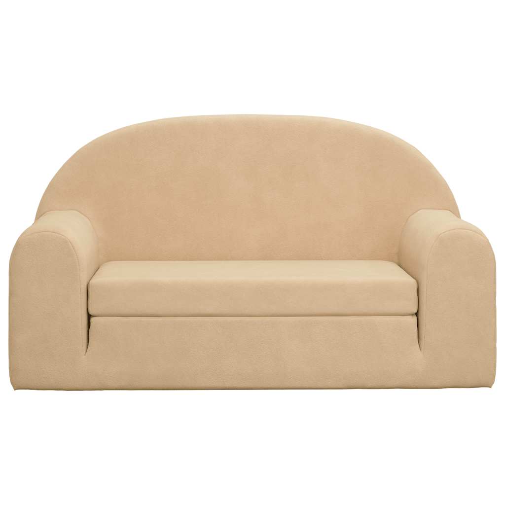Sofá infantil de 2 lugares pelúcia macia cor creme