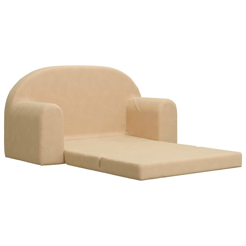 Sofá infantil de 2 lugares pelúcia macia cor creme