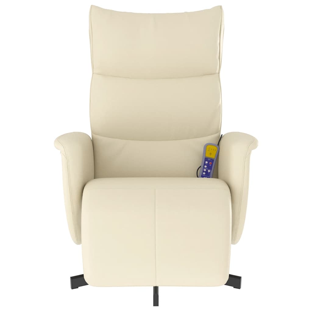 Cadeira massagens reclinável c/apoio pés couro artificial creme