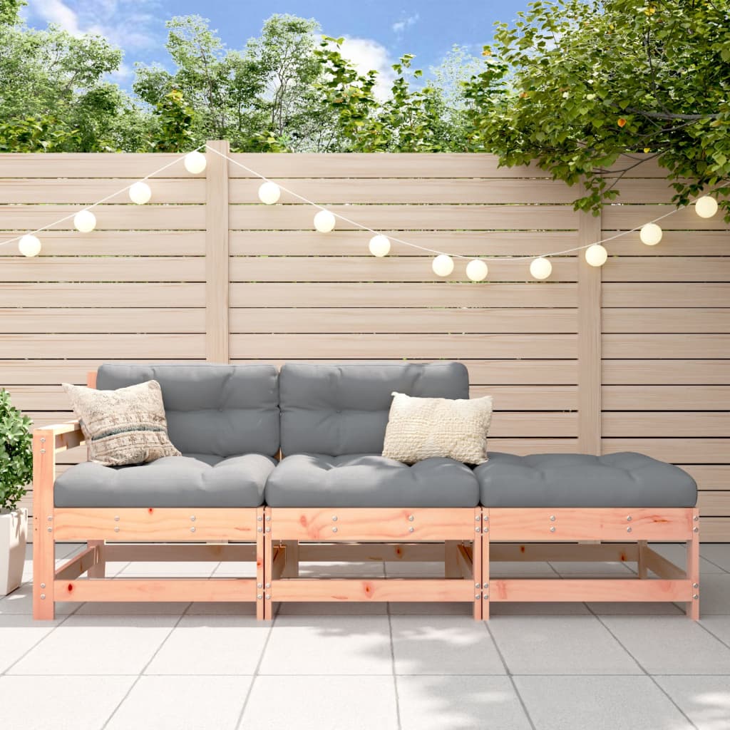 3 Pcs conjunto lounge de jardim madeira de douglas maciça