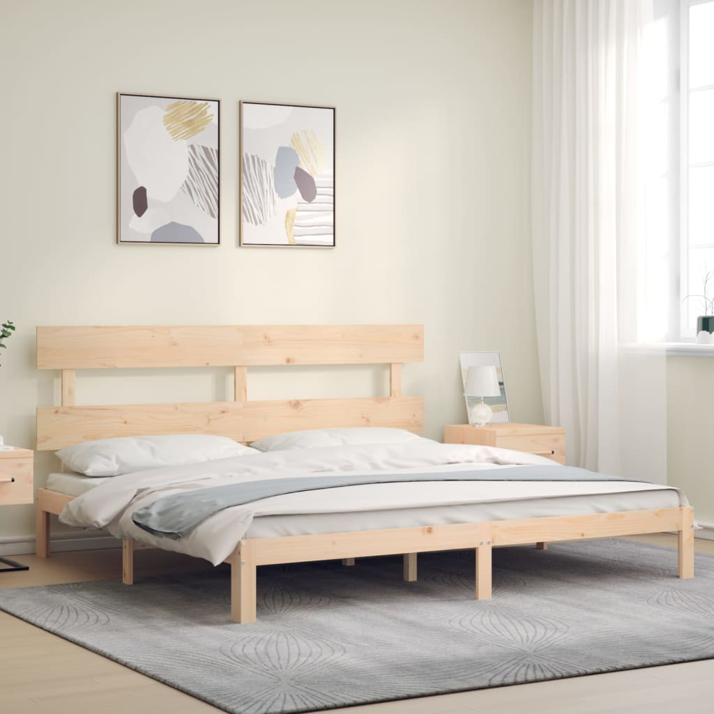 Cama sem colchão 200x200 cm madeira de pinho maciça