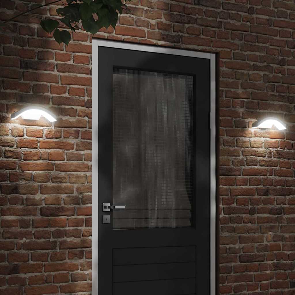 Candeeiros parede LED exterior c/ sensor 2 pcs alumínio branco