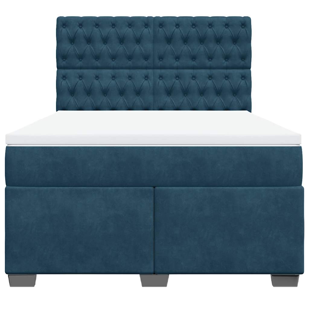 Cama com molas/colchão 140x200 cm veludo azul