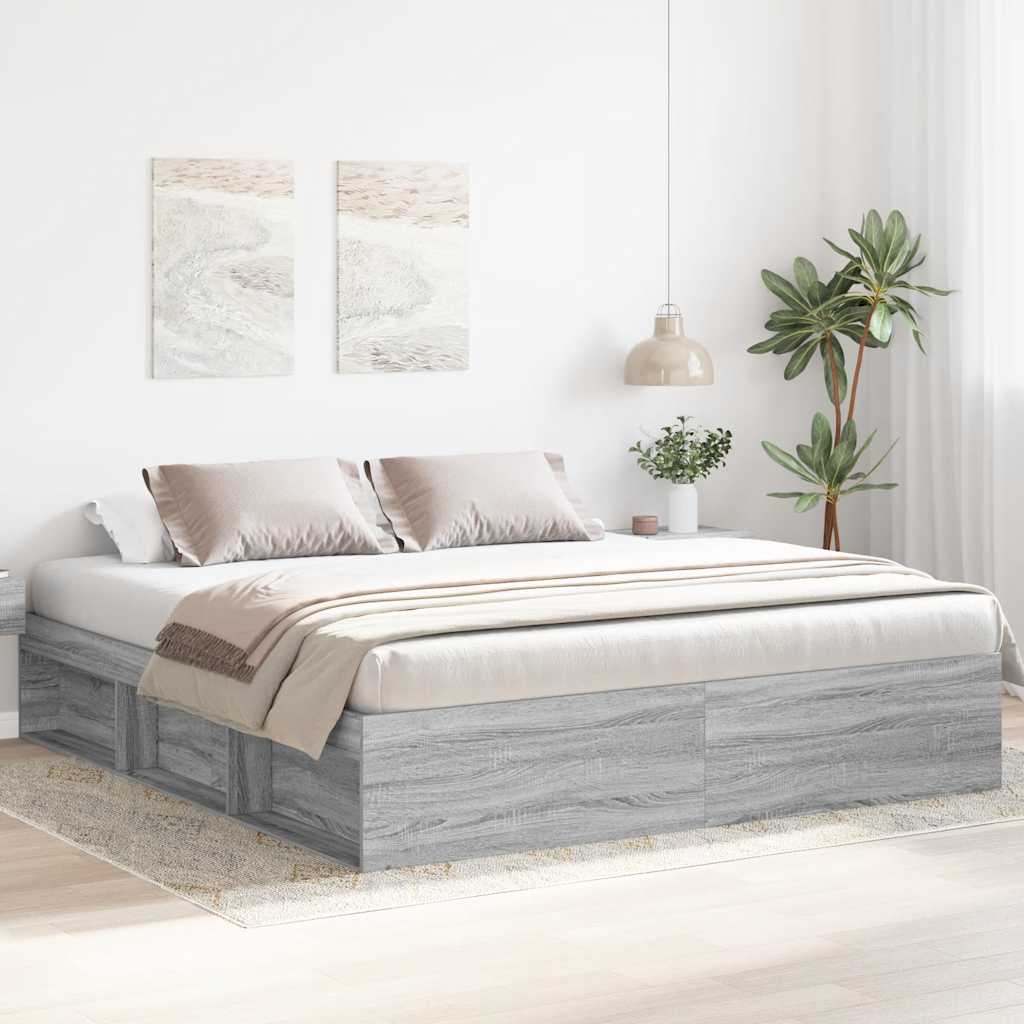 Estrutura de cama super king size 180x200 cm cinzento sonoma