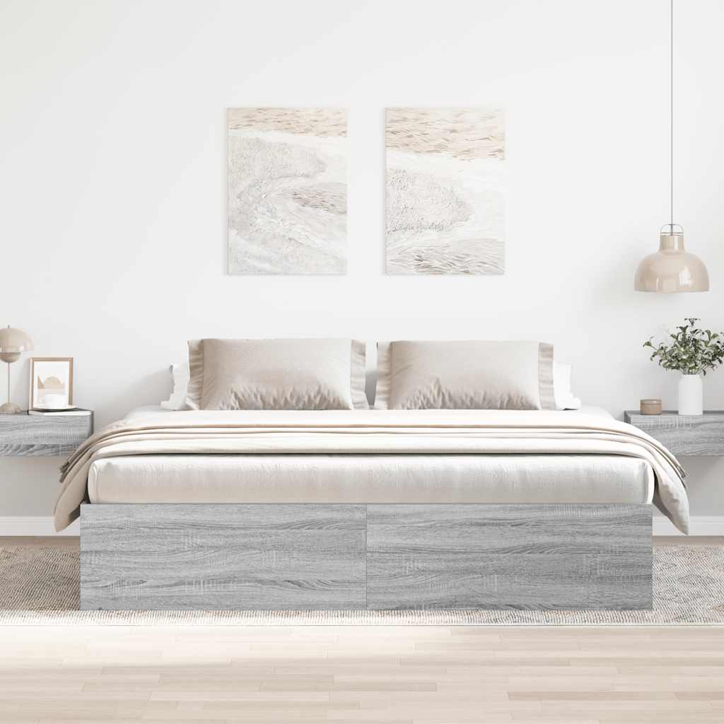Estrutura de cama super king size 180x200 cm cinzento sonoma
