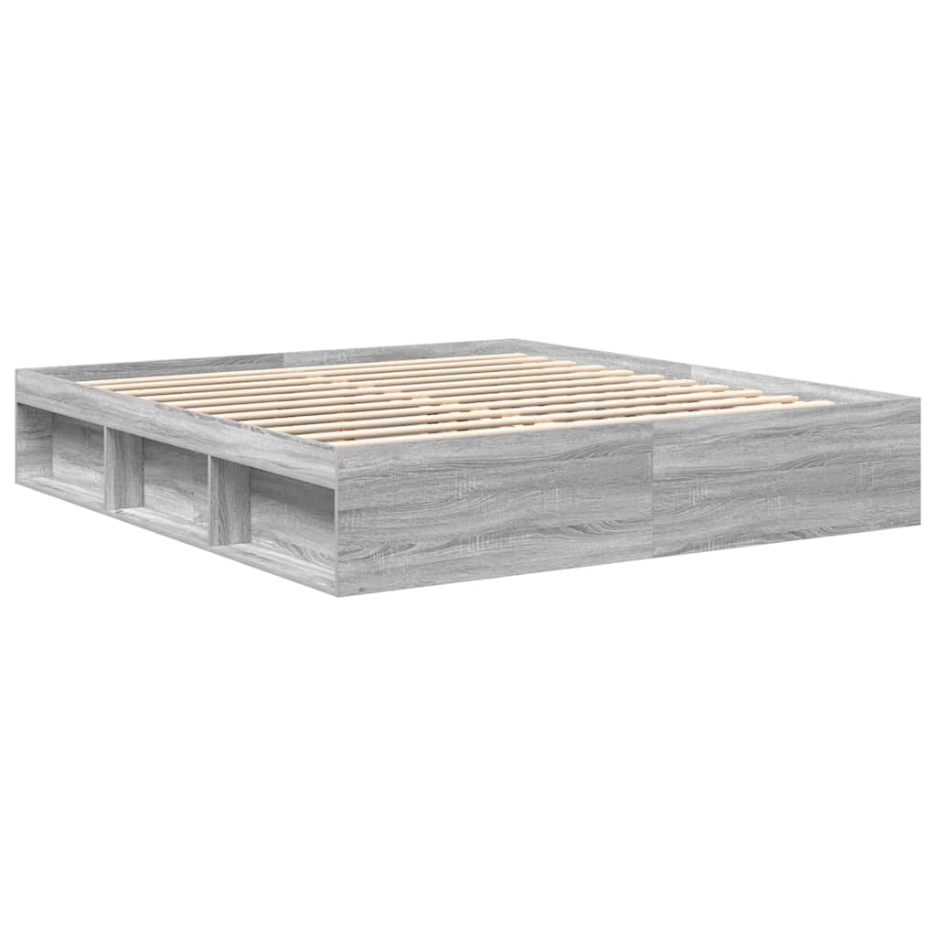 Estrutura de cama super king size 180x200 cm cinzento sonoma